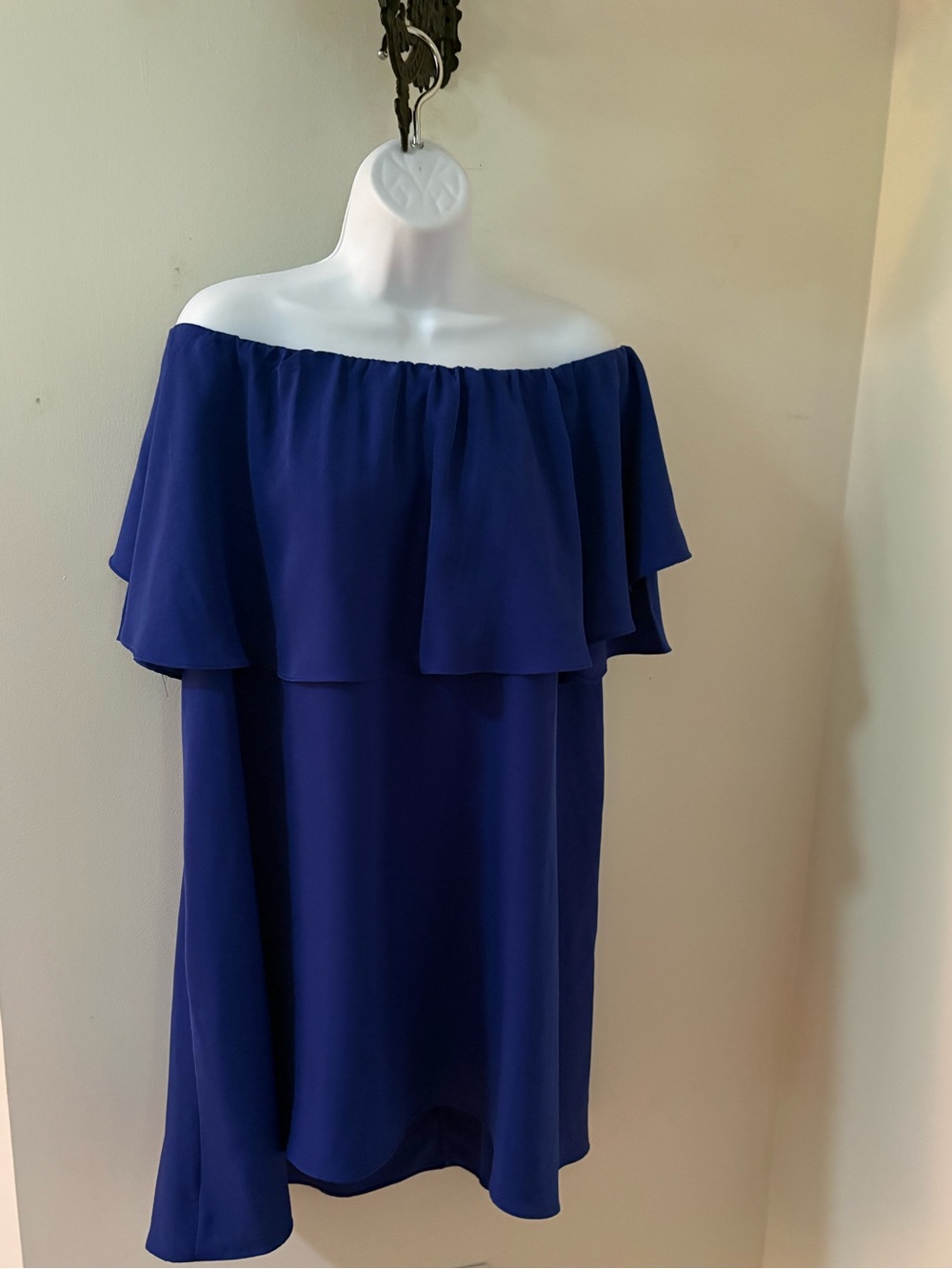 Off-Shoulder Royal Blue Swing Dress